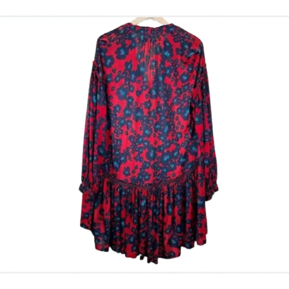 Free People Merlot Combo Love Letter Red & Blue Floral Dress Size Small